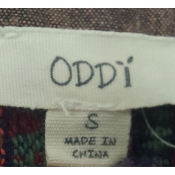 Oddi Shirt Small Western Boho Embroider Button Up Pockets Oversize Shacket Brown - Picture 7 of 9